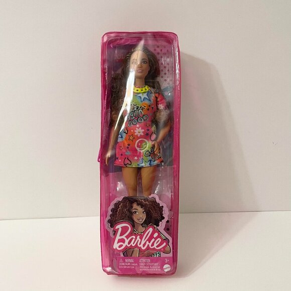 Barbie Fashionistas Doll 201 Graffiti Print Shirt Dress - Picture 1 of 13